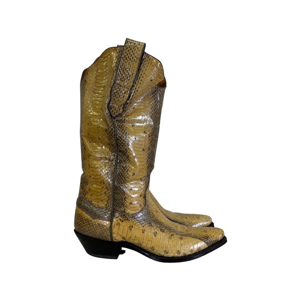 Ladies Bandera Black / Yellow Snakeskin Leather Western Boots Size 8 B
